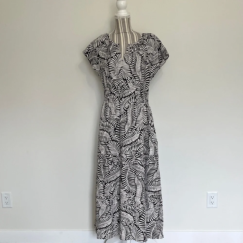 NWT Rachel Zoe - Brown and White Leaf Print Dress - Picture 1 of 9